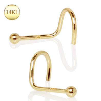 14Kt Yellow Gold Screw Nose Ring with a Ball-WildKlass Jewelry