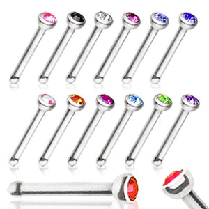 18 & 20GA 316L Surgical Steel Stud Nose Ring with Press Fit Gem-WildKlass Jewelry