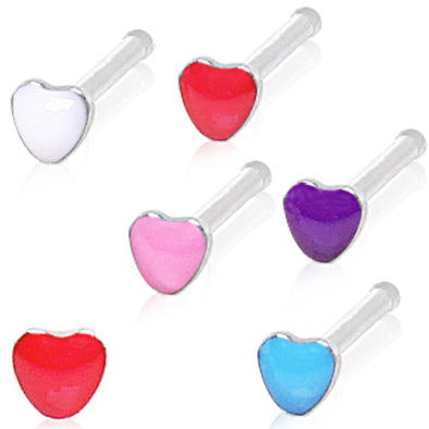 316L Surgical Steel Epoxy Heart Stud Nose Ring-WildKlass Jewelry