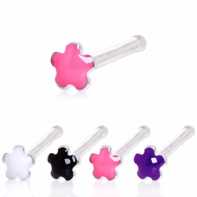 316L Surgical Steel Epoxy Flower Stud Nose Ring-WildKlass Jewelry