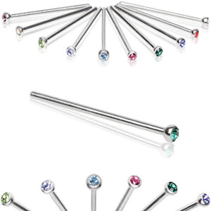 316L Surgical Steel 3/4" Fish Tail Nose Ring with Press Fit CZ-WildKlass Jewelry