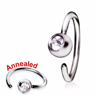 316L Surgical Steel Annealed Press Fit CZ Ball Nose Hoop-WildKlass Jewelry