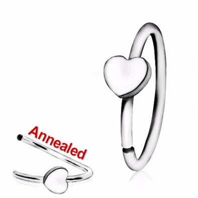 316L Surgical Steel Annealed Heart Nose Hoop-WildKlass Jewelry