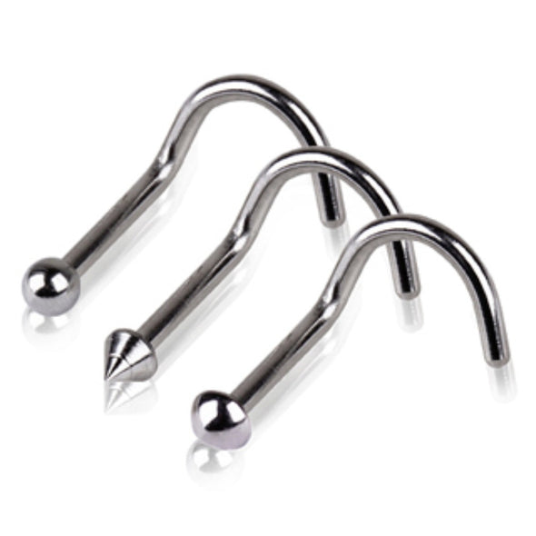316L Surgical Steel Screw Nose Ring with One Ball / Dome / Spike-WildKlass Jewelry