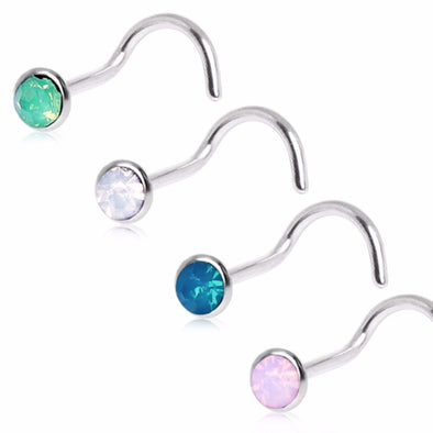 316L Surgical Steel Opalite Screw Nose Ring-WildKlass Jewelry