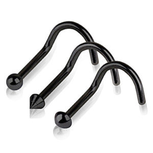 Black PVD Nose Screw with Ball-WildKlass Jewelry