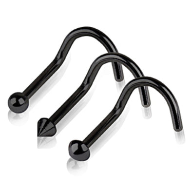 Black PVD Nose Screw with Ball-WildKlass Jewelry