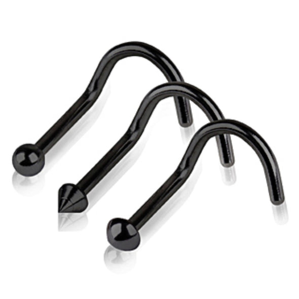 Black PVD Nose Screw with Ball-WildKlass Jewelry