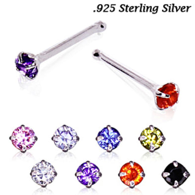 Stainless Steel Prong Set Round CZ Nose Bone-WildKlass Jewelry