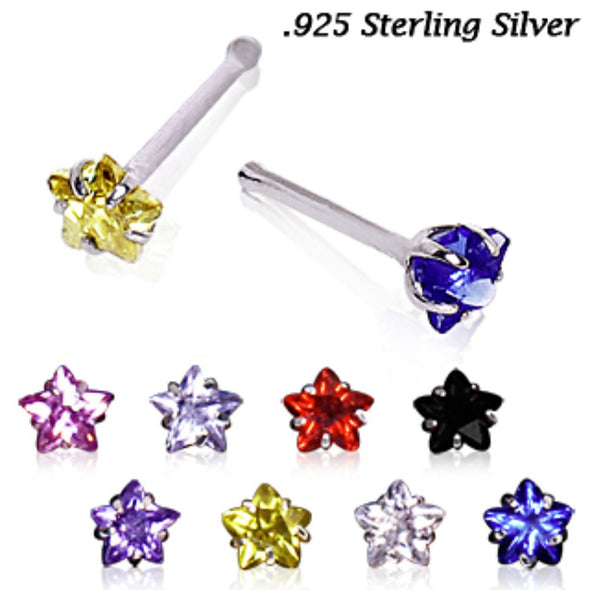 Stainless Steel Prong Set Star CZ Nose Bone-WildKlass Jewelry