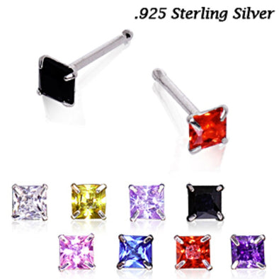 Stainless Steel Prong Set Princess Cut CZ Nose Bone-WildKlass Jewelry