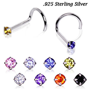 Stainless Steel Prong Set Round CZ Nose Screw-WildKlass Jewelry