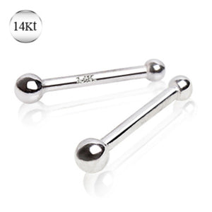 14Kt White Gold Stud Nose Ring with a Ball-WildKlass Jewelry