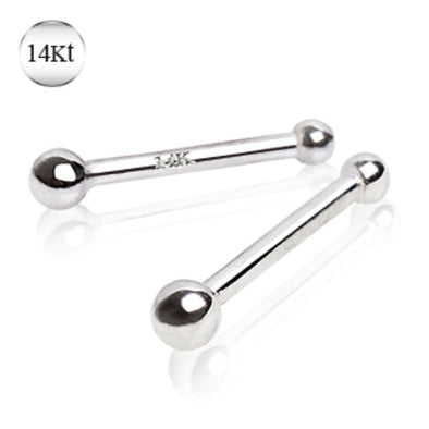 14Kt White Gold Stud Nose Ring with a Ball-WildKlass Jewelry