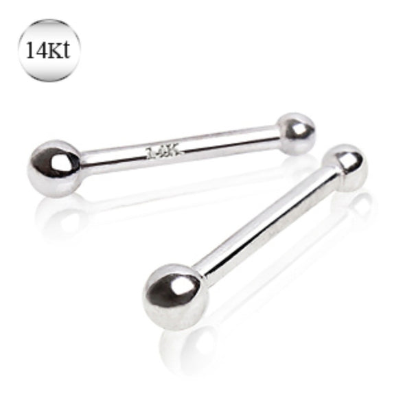 14Kt White Gold Stud Nose Ring with a Ball-WildKlass Jewelry