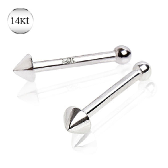 14Kt White Gold Stud Nose Ring with a Spike-WildKlass Jewelry