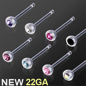Bio Flex / PTFE Stud Nose Ring with Press Fitted Gem Ball-WildKlass Jewelry