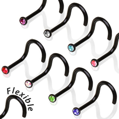 Bio Flex Screw Nose Ring with Gem-WildKlass Jewelry