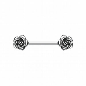 Vintage Rose Flower WildKlass Nipple Barbell Ring-WildKlass Jewelry