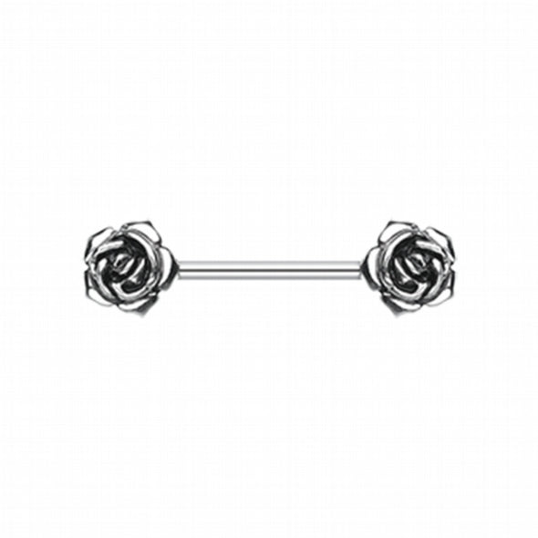 Vintage Rose Flower WildKlass Nipple Barbell Ring-WildKlass Jewelry