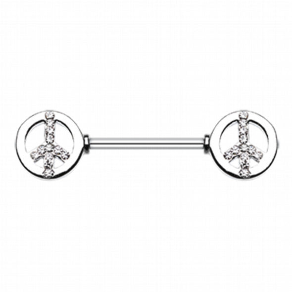 Bling Peace WildKlass Nipple Barbell Ring-WildKlass Jewelry