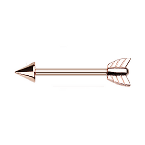Rose Gold Katniss Bow Arrow WildKlass Nipple Barbell Ring-WildKlass Jewelry