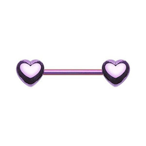 Purple Classic Heart WildKlass Nipple Barbell Ring-WildKlass Jewelry