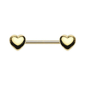 Golden Classic Heart WildKlass Nipple Barbell Ring-WildKlass Jewelry