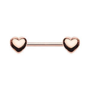 Rose Gold Classic Heart WildKlass Nipple Barbell Ring-WildKlass Jewelry
