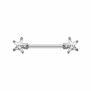 Double Star Gem WildKlass Nipple Barbell-WildKlass Jewelry