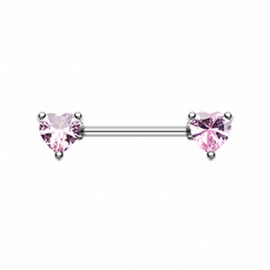 Double Heart Gem WildKlass Nipple Barbell-WildKlass Jewelry