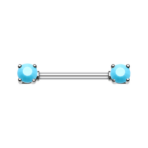 Double Prong Turquoise Gem WildKlass Nipple Barbell Ring-WildKlass Jewelry