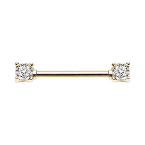 Golden Sprinkle Dot Multi Gem Prong Set WildKlass Nipple Barbell Ring-WildKlass Jewelry