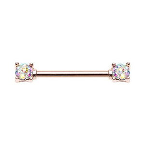 Rose Gold Sprinkle Dot Multi Gem Prong Set WildKlass Nipple Barbell Ring-WildKlass Jewelry