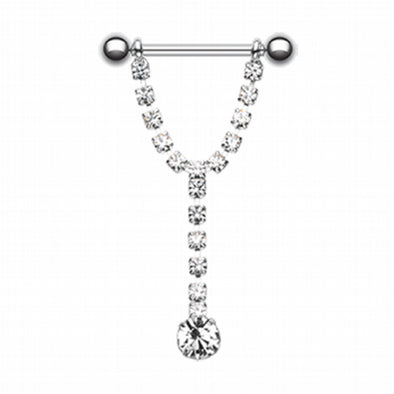 Chandelier Gems Nipple Barbell Ring-WildKlass Jewelry
