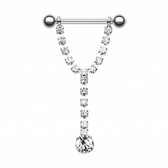 Chandelier Gems Nipple Barbell Ring-WildKlass Jewelry