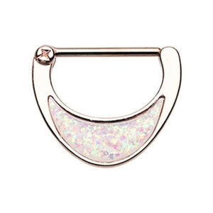 Rose Gold Opal Sparkle Inlay WildKlass Nipple Clicker-WildKlass Jewelry