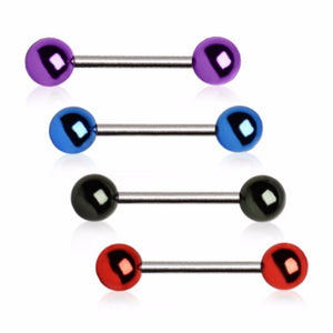 316L Surgical Steel Nipple Bar with Vacuum-Coated Metallic Acrylic Balls-WildKlass Jewelry
