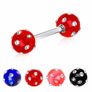 316L Surgical Steel Nipple Bar with Multi-Gemmed Acrylic Balls-WildKlass Jewelry