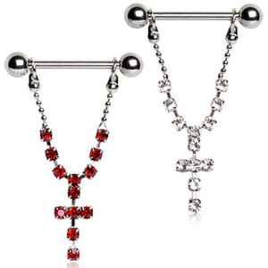 316L Surgical Steel Nipple Ring with Cross-WildKlass Jewelry