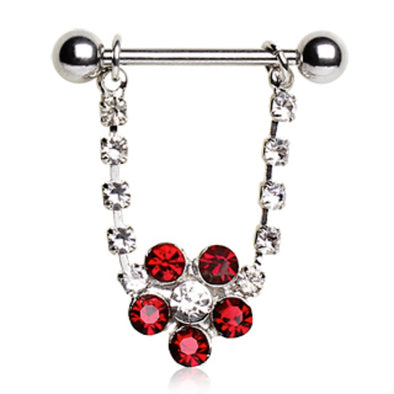 316L Surgical Steel Nipple Ring with Flower-WildKlass Jewelry