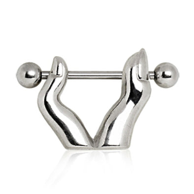 316L Surgical Steel Nipple Ring with Fingers