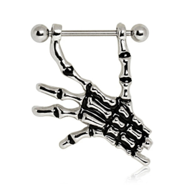 316L Surgical Steel Nipple Ring with Skeleton Hand-WildKlass Jewelry