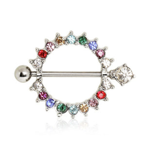 316L Surgical Steel Nipple Shield with Rainbow Ring-WildKlass Jewelry