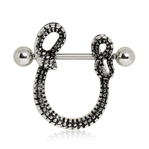 316L Surgical Steel Nipple Shield with Snake-WildKlass Jewelry
