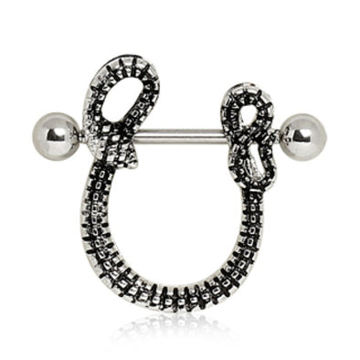 316L Surgical Steel Nipple Shield with Snake-WildKlass Jewelry