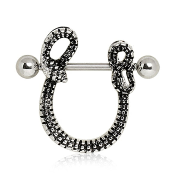 316L Surgical Steel Nipple Shield with Snake-WildKlass Jewelry