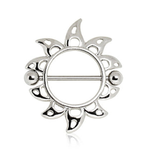316L Surgical Steel Nipple Shield with Flaming Sun-WildKlass Jewelry
