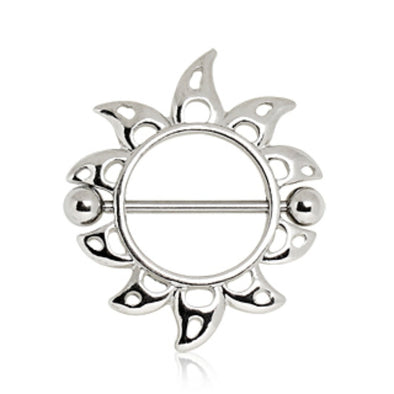 316L Surgical Steel Nipple Shield with Flaming Sun-WildKlass Jewelry