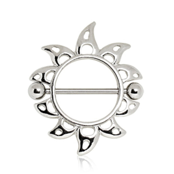 316L Surgical Steel Nipple Shield with Flaming Sun-WildKlass Jewelry